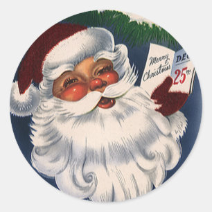 50s Retro Jolly Santa Claus, Vintage Christmas Classic Round Sticker