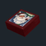 50s Retro Jolly Santa Claus, Vintage Christmas Gift Box<br><div class="desc">Vintage illustration Christmas holiday design featuring a jolly Santa Claus with a beard and hat holding a calendar page showing December 25th, Christmas Day. This close up portrait of Santa's face also has a tree with a lit candle and snow on the branches. A fun and classic 50s retro kitsch...</div>