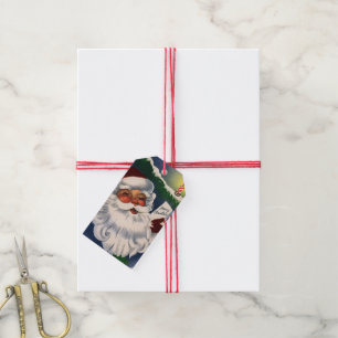 50s Retro Jolly Santa Claus, Vintage Christmas Gift Tags