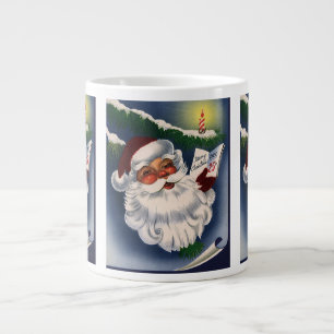 50s Retro Jolly Santa Claus, Vintage Christmas Large Coffee Mug