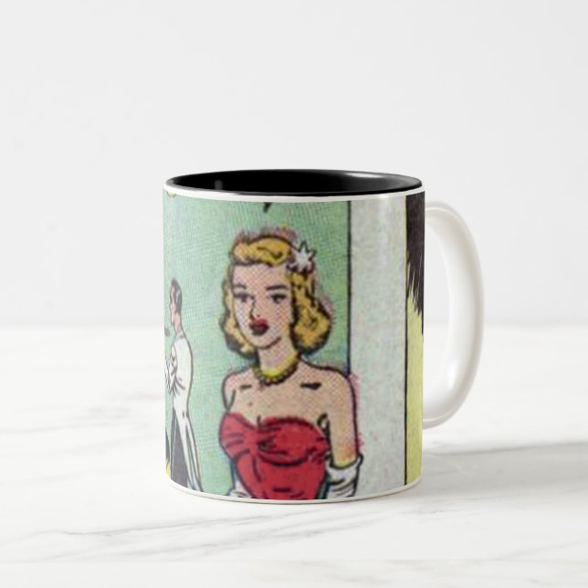 50s Romantic Comic Two-Tone Coffee Mug (Front Right)