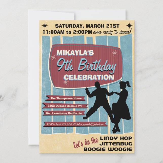 50s Sock Hop Dance Party Invitation (Front)