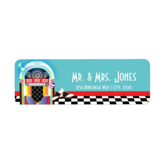 50's Sock Hop Dance Party Jukebox Address Labels (Front)