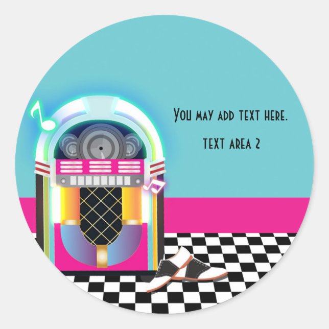 50's Sock Hop Dance Party Jukebox Pink Sticker (Front)