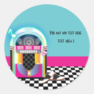 50's Sock Hop Dance Party Jukebox Pink Sticker