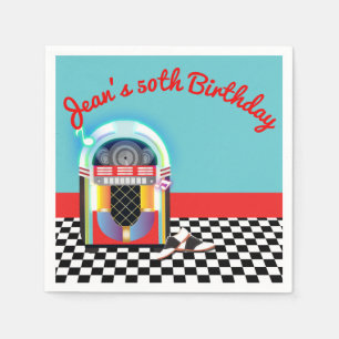 50's Sock Hop Dance Party Jukebox Red Custom Napkin