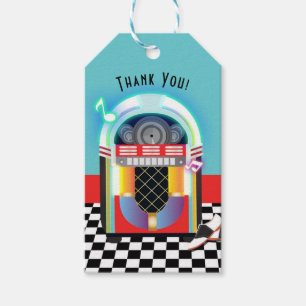 50's Sock Hop Dance Party Jukebox Red Favour Gift Tags