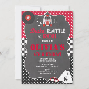 50s Sock Hop Rock & Roll Birthday Invitation