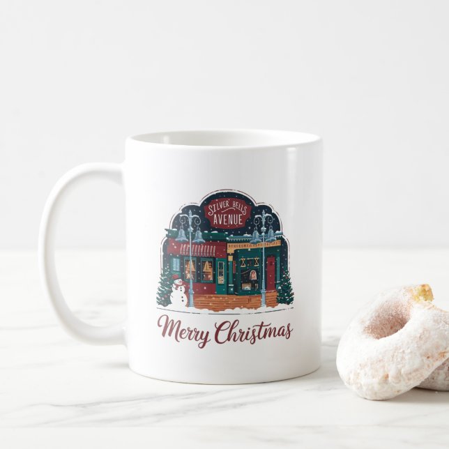 50s-style Christmas town Coffee Mug (With Donut)