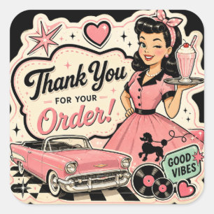 50's Style Square Sticker
