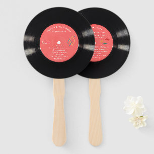 50s-style Vinyl Record Wedding Program Hand Fan