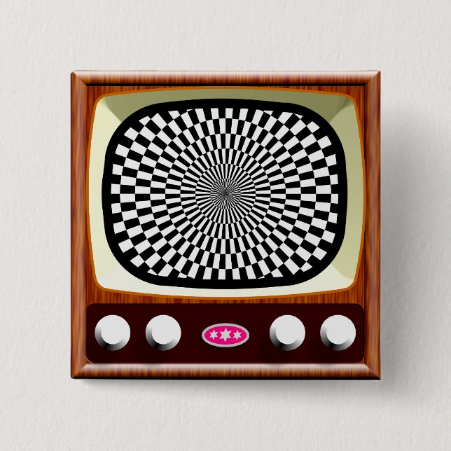 50s Television Op Art 15 Cm Square Badge (Front)