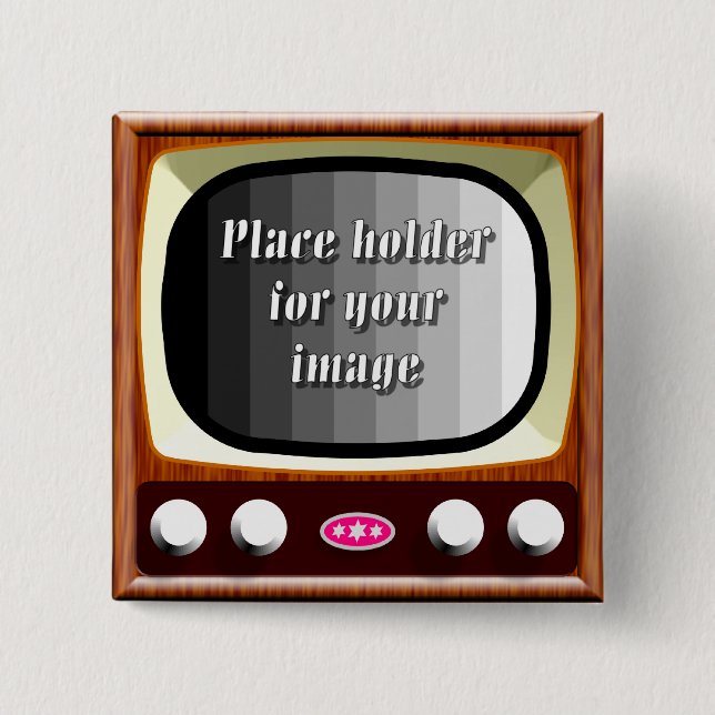 50s Television Template 15 Cm Square Badge (Front)