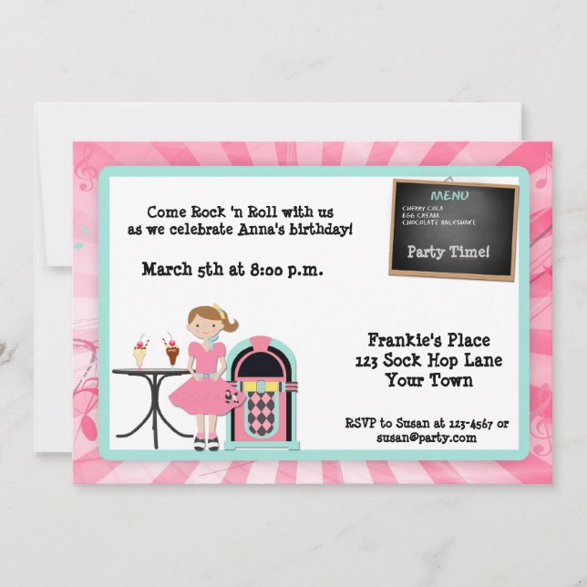 50's Theme Party Invitation (Front)