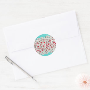 50s Vintage Border Print Daisies Party  Classic Round Sticker