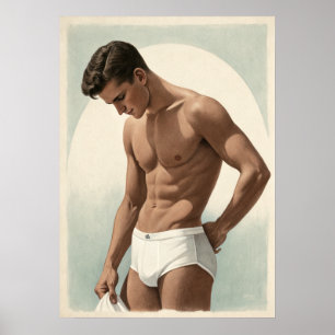 50s vintage - handsome guy pose poster