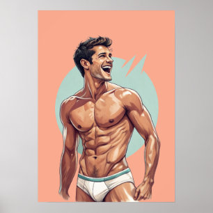 50s vintage - handsome happy guy pose poster