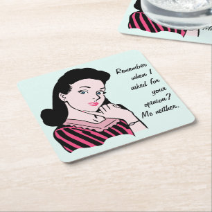 50s Woman Sarcasm Square Paper Coaster