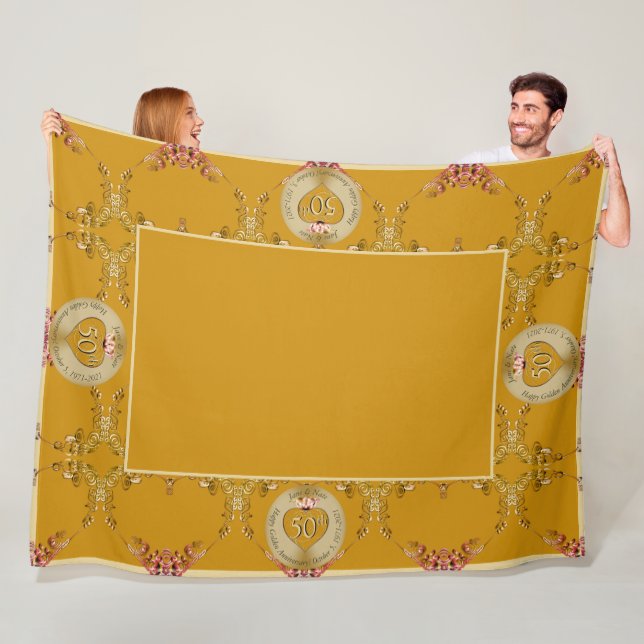 50th/1st Golden Ochre Fleece Blanket (In Situ)