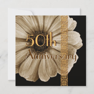 50th - 59th Anniversary Invitation - GOLD Daisy