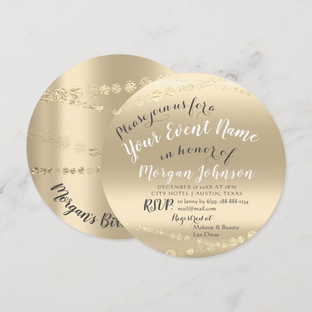 50th 60th 70th 80th Birthday Confetti Gold Invitation (Front/Back)