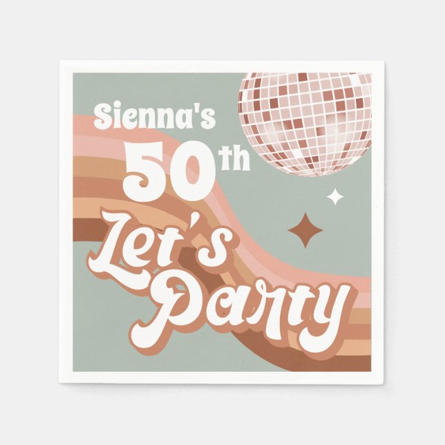 50th 70s Disco Party Napkin (Front)