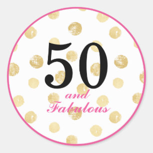 50th and fabulous birthday party classic round sticker