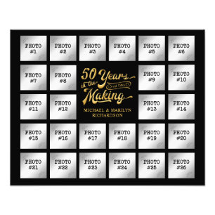 50th Anniversary 26 Photo Collage Black and Gold Print