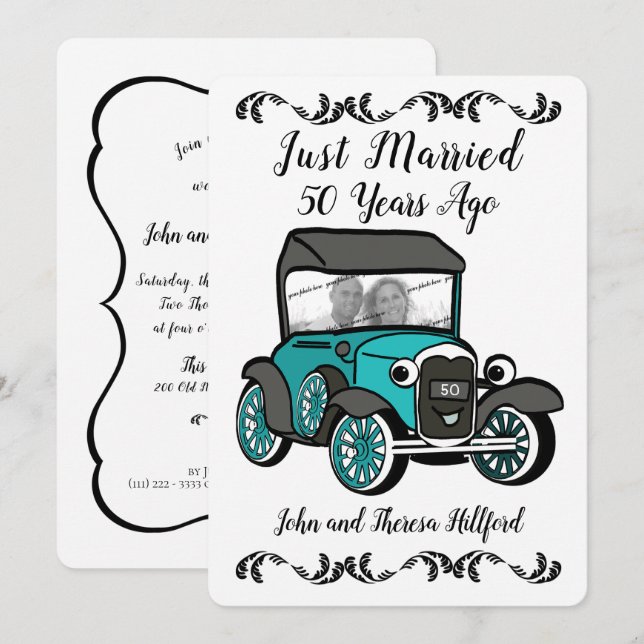 50th Anniversary Antique Car Invitation (Front/Back)