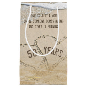 50th Anniversary Beach Hearts and Starfish Small Gift Bag