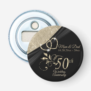 50th Anniversary / Birthday - Black and Gold Bottle Opener