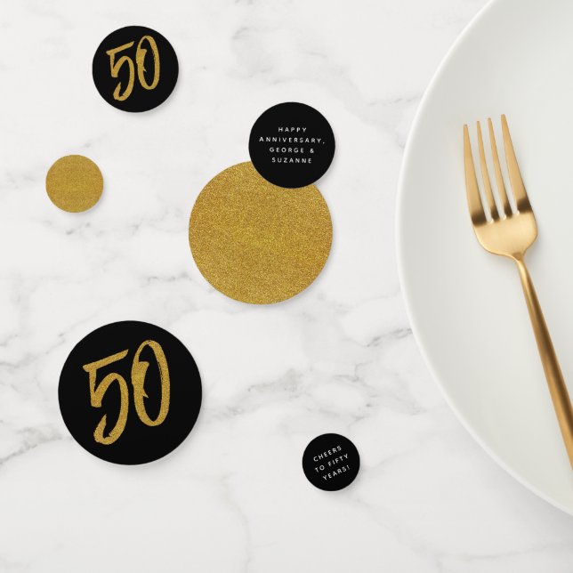 50th anniversary black and gold custom confetti (Group)