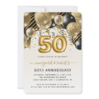 50th Anniversary Black Gold Balloon Arch Party