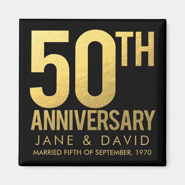 50TH ANNIVERSARY BLACK GOLD PERSONALIZED MAGNET (Front)