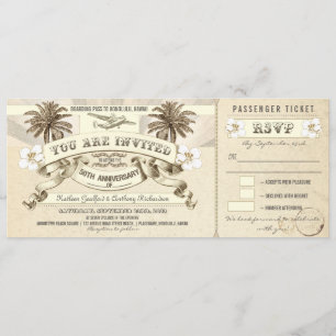 50th anniversary boarding pass tickets invitations