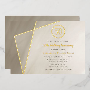 50th anniversary celebration antique grey gold foi