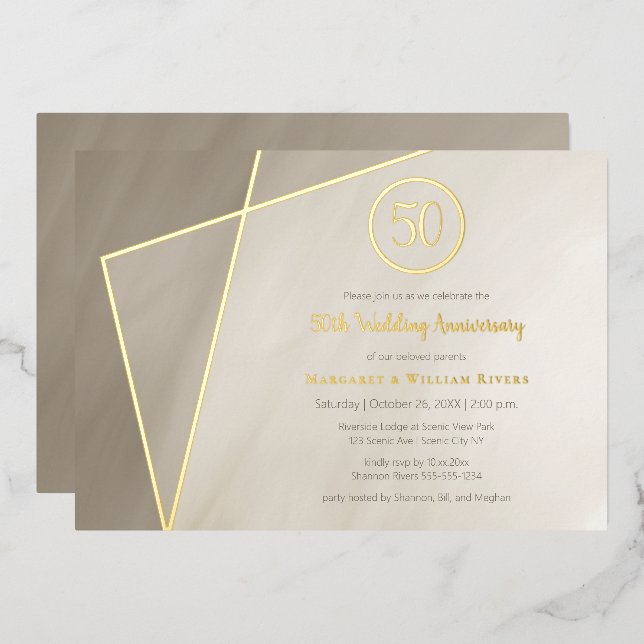 50th anniversary celebration antique grey gold foi (Front/Back)