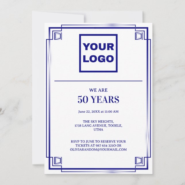 50th Anniversary celebration business logo Invitation (Front)