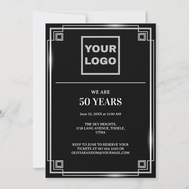 50th Anniversary celebration business logo Invitation (Front)