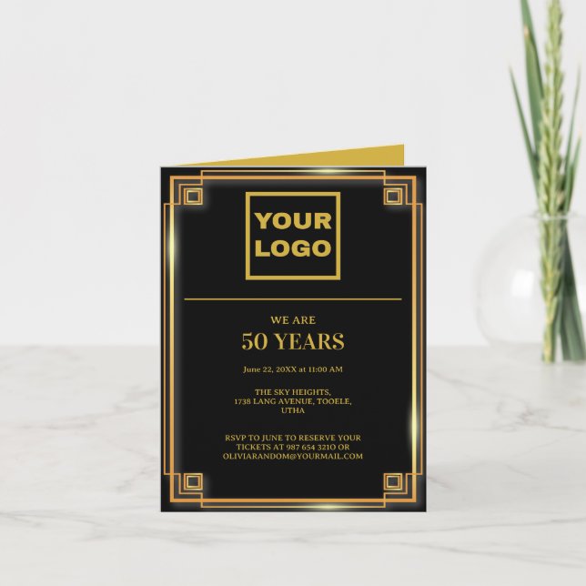 50th Anniversary celebration business logo Invitation (Front)