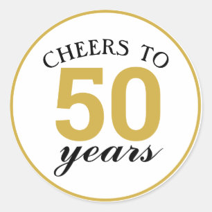 50th Anniversary Cheers to 50 Years Gold Classic Round Sticker