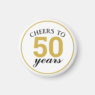 50th Anniversary Cheers to 50 Years Gold Favour Magnet