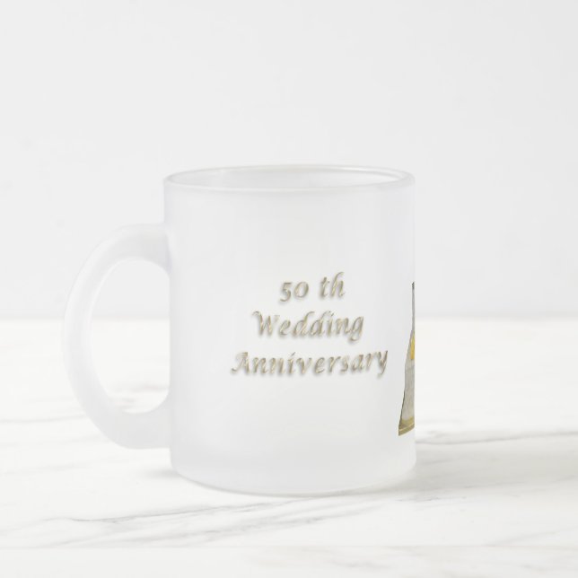 50th Anniversary Clear Frosted Mug- customise Frosted Glass Coffee Mug (Left)