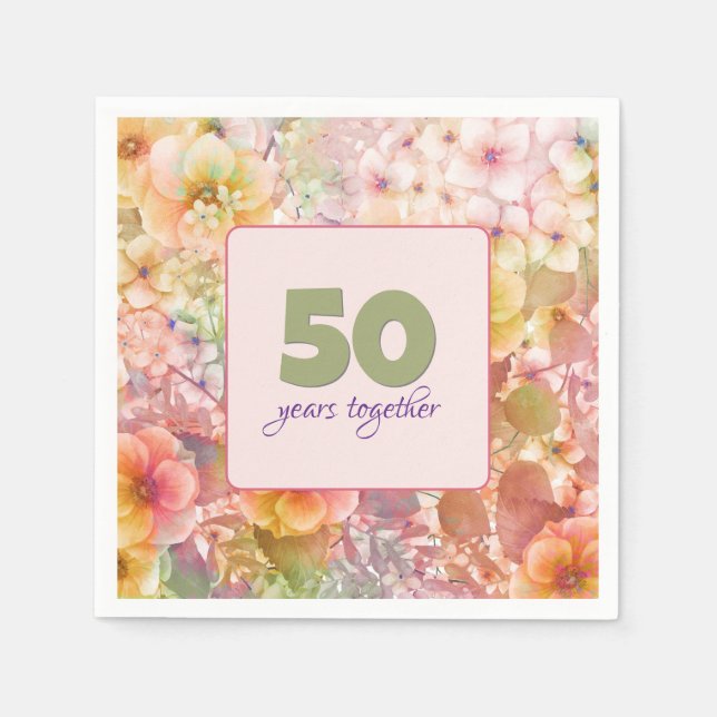 50th Anniversary Cosmos Floral Garden    Napkin (Front)
