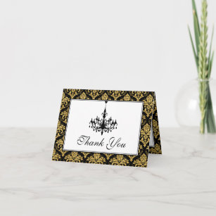 50th Anniversary Damask, Chandelier Thank You Card