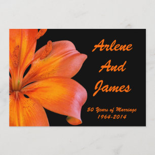 50th Anniversary dinner invitation lily on black