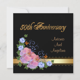 50th anniversary dinner invitation orchids