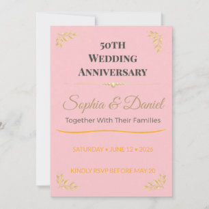 50th Anniversary Elegant Custom Gold Love Invitation