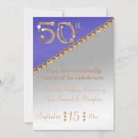 50th Anniversary elegant gold nugget & Blue Invita