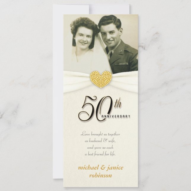 50th Anniversary - Faux Pocket Photo Invitations (Front)